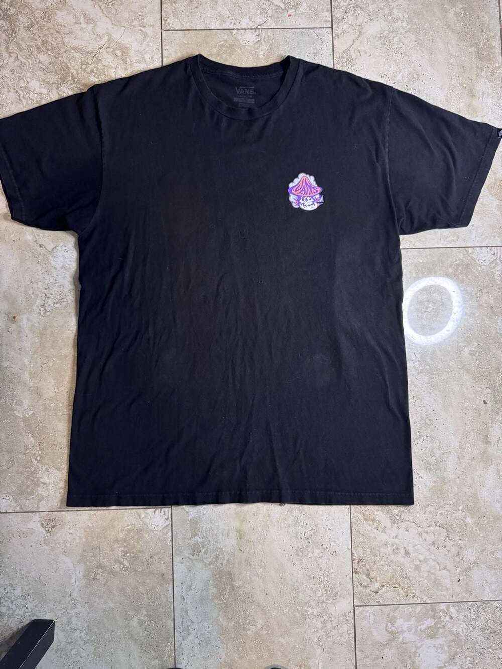 Vans Classic Fit Black T-Shirt with Mushroom Skull Graphic